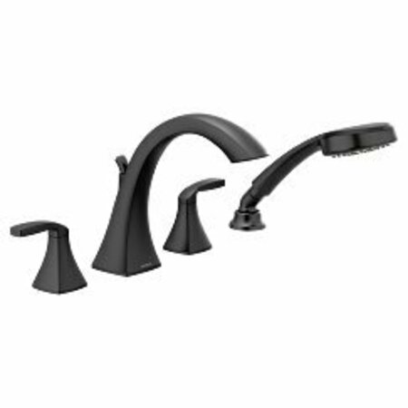 MOEN Voss Two-Handle Roman Tub Faucet with Handshower in Matte Black T694BL